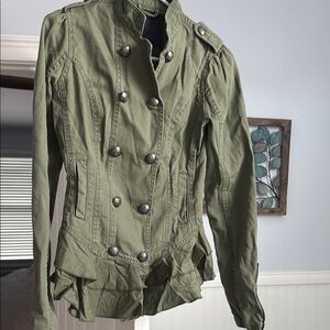 Silver Jeans Green Utility Jacket with Vintage Military Style